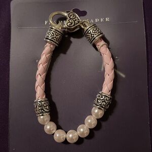 Pink Braided Bracelet with Silver Accents